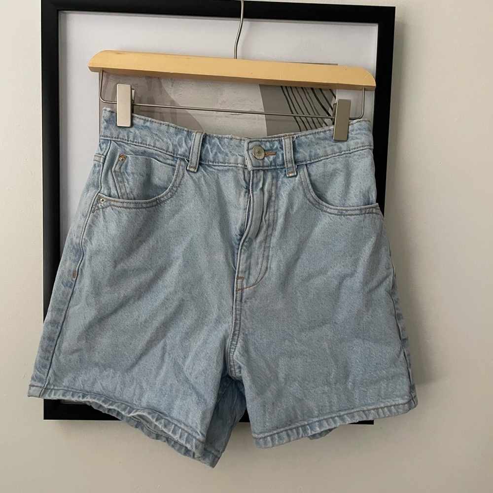 Zara Light Blue High-Waist Denim Jean Shorts